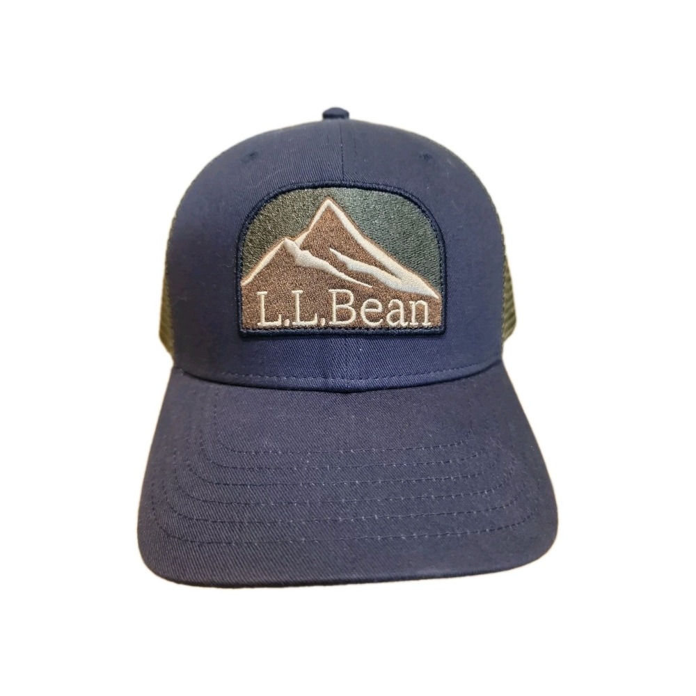 L.L. Bean Trucker Hat Mesh Snapback Breathable Navy Carbon Logo Patch Cap